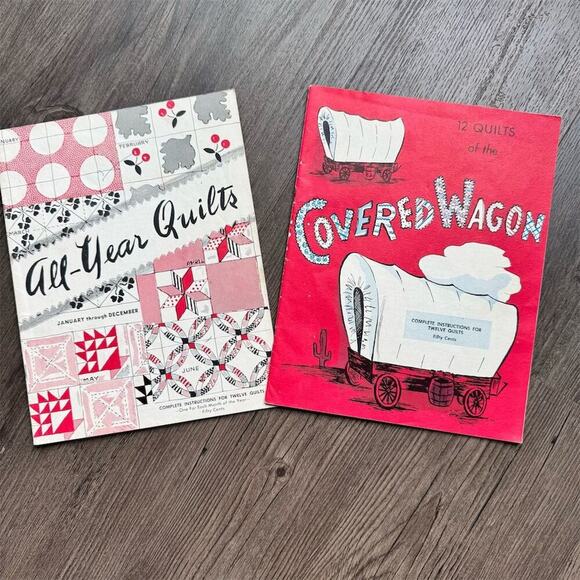 Vintage 50s Quilt Pattern Books Lot of 2 Covered Wagon& All-Year 24 Patterns - Picture 1 of 10
